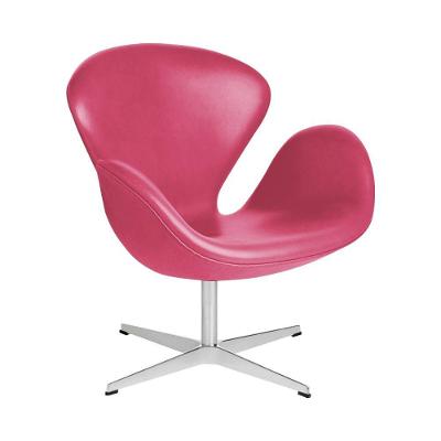 Poltrona Swan Couro Sintético Rosa Base Alumínio Giratória