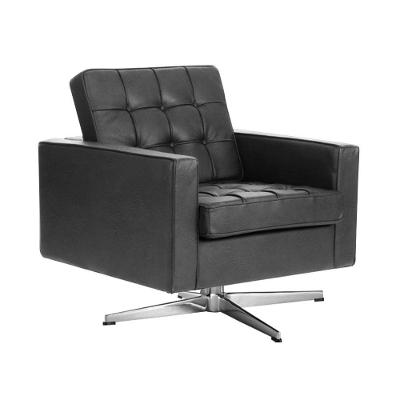 Poltrona Fk Giratória Couro Natural Preto Base Alumínio