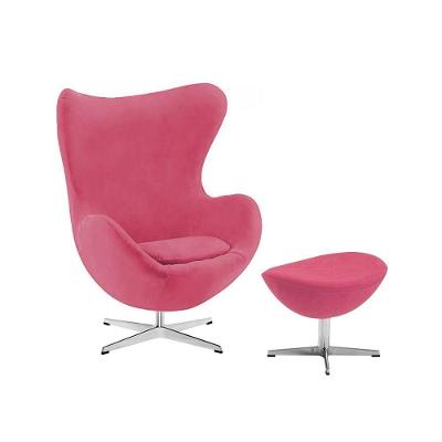Poltrona Egg Com Puff Base Alumínio Em Sued Rosa