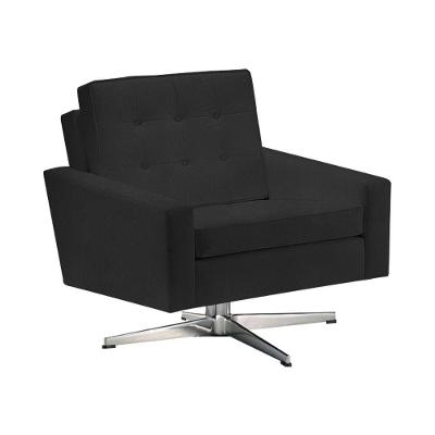 Poltrona Fk Giratória Suede Preto Base Alumínio