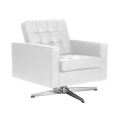 Poltrona Fk Giratória Couro Natural Branco Base Alumínio