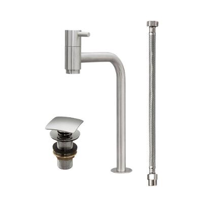 Conjunto Torneira Inox Bica Media Válvula Click Engate Inox