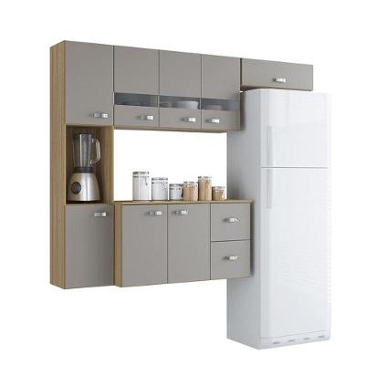 Conjunto Cozinha Com Balcão Julia 8 Portas E 2 Gavetas Damasco/off White Damasco/off White