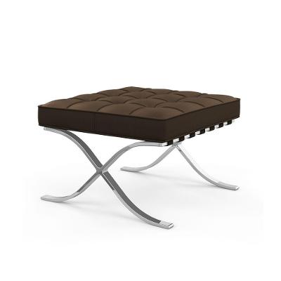 Puff Barcelona Inox Em Sintético Marrom