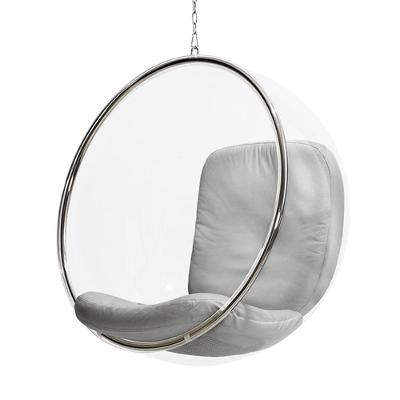 Poltrona Bubble Chair Acrilico Com Estofado Sued - Cinza