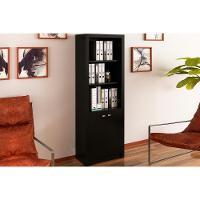 Estante Livreiro Solteiro Me4110 C/ 2 Portas E 3 Prateleiras Preto - Tecno Mobili - 1