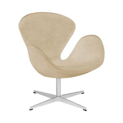 Poltrona Swan Suede Bege Base Alumínio Giratória