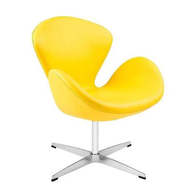 Poltrona Swan Couro Sintético Amarelo Base Alumínio Giratória
