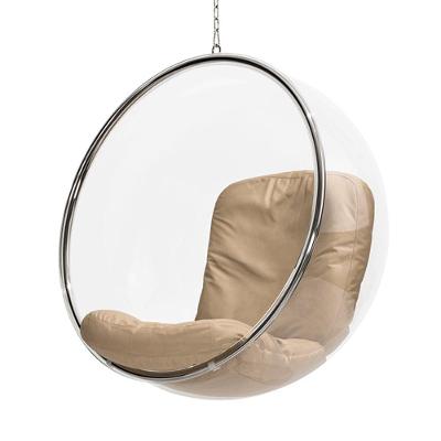 Poltrona Bubble Chair Acrilico Com Estofado Sued - Bege