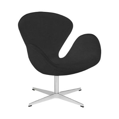 Poltrona Swan Linho Preto Base Alumínio Giratória