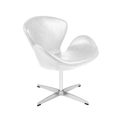 Poltrona Swan Couro Natural Branco Base Alumínio Giratória