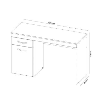 Escrivaninha p/ Escritório Vitória c/ 1 Porta e 1 Gaveta Branco - Demóbile