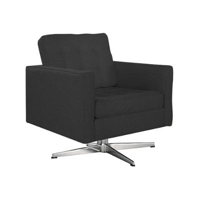 Poltrona Fk Giratória Linho Preto Base Alumínio