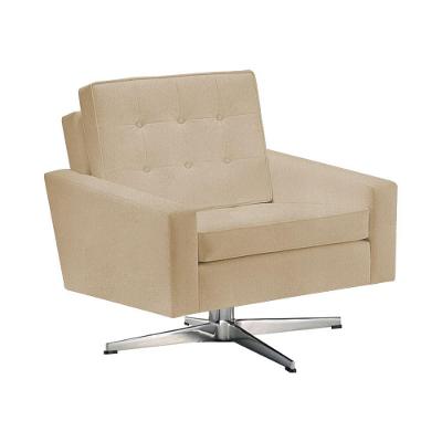 Poltrona Fk Giratória Suede Bege Base Alumínio