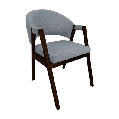 Cadeira De Jantar Madeira Maciça Helen Premium Impermeável Castanho Cinza Linho