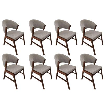 Kit 8 Cadeiras De Jantar Madeira Maciça Débora Linho Premium Mel Bege Linho