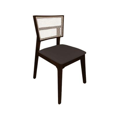 Cadeira De Jantar Em Tela Premium Madeira Maciça Manuela Marrom Veludo Castanho
