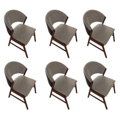 Kit 6 Cadeiras De Jantar Madeira Maciça Débora Em Facto Ocre Bege Linho Mel