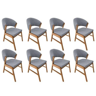 Kit 8 Cadeiras De Jantar Madeira Maciça Débora Linho Premium Cerejeira Cinza Linho