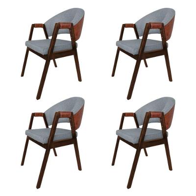 Kit 4 Cadeira Jantar Madeira Maciça Hélen Compose Facto Ocre Cinza Mel