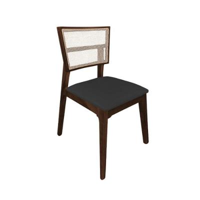 Cadeira De Jantar Em Tela Premium Madeira Maciça Manuela Preto Facto Mel