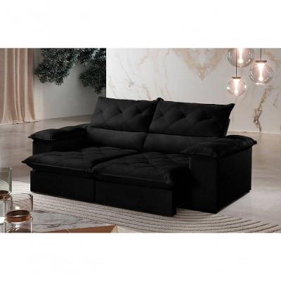 Sofá Istambul Retrátil E Reclinável Caixa Zero 2,40m Pillow De 15cm - Preto