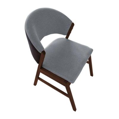 Cadeira De Jantar Madeira Maciça Débora Compose Facto Ocre Cinza Linho Mel