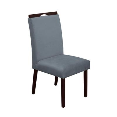Cadeira Mesa De Jantar Madeira Maciça Veludo Premium Heloísa Cinza Castanho