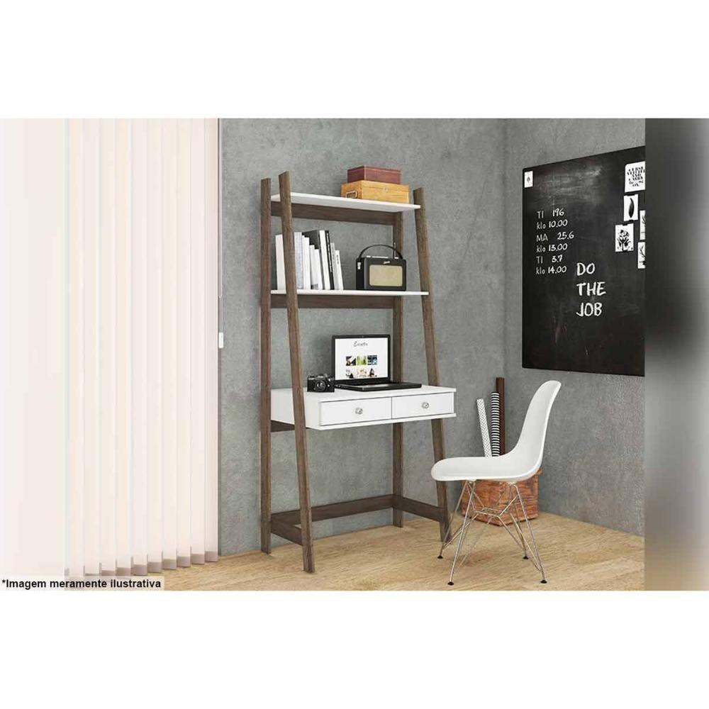 Estante Livreiro de Escritório RT3120 c/ 2 Prateleiras Rustico/Branco - Movelbento - 2