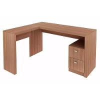 Mesa Canto p/Escritório ME4129 c/ 2 Gavetas Amêndoa - Tecno Mobili - 1