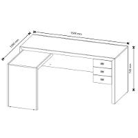 Mesa Canto p/Escritório ME4106 c/ 3 Gavetas Branco - Tecno Mobili - 5