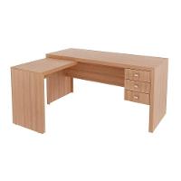 Mesa Canto p/Escritório ME4106 c/ 3 Gavetas Amêndoa - Tecno Mobili - 7