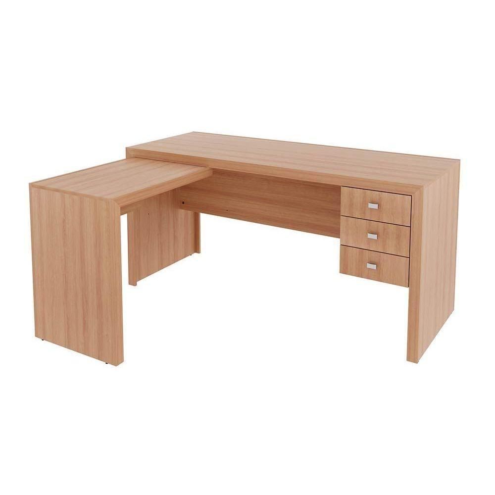 Mesa Canto p/Escritório ME4106 c/ 3 Gavetas Amêndoa - Tecno Mobili - 7