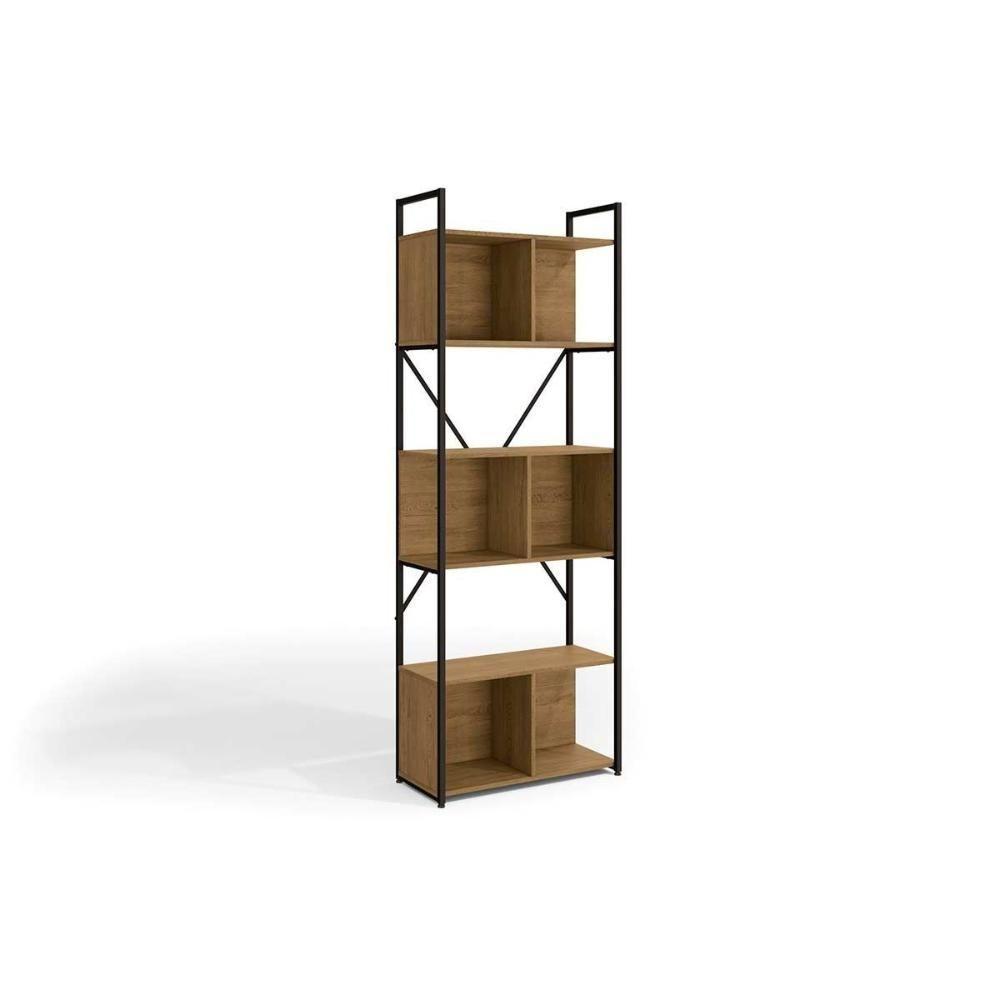 Estante Livreiro Casal Industrial Alta Li014 C/ 6 Nichos Freijo/preto - Kappesberg - 1