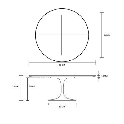 Mesa De Jantar Redonda 80 Cm + Vidro Temperado Preto