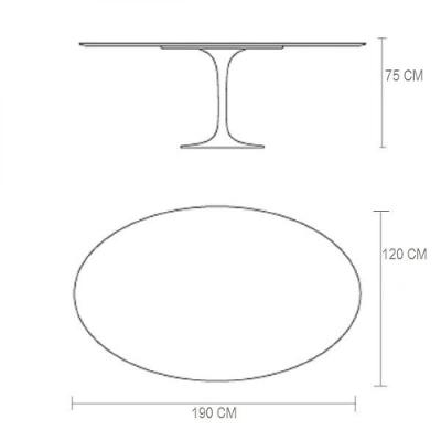 Mesa De Jantar Tulipa Oval 190X120cm Tampo Freijó Preto