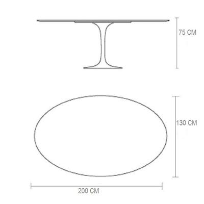 Mesa De Jantar Tulipa Oval 200X130cm Tampo Freijó Preto