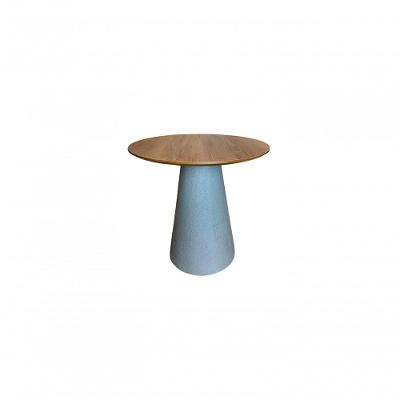 Mesa De Apoio Cone Base Cimento Texturizado - Tampo Mezzo Castani 60cm Altura 70cm Branco