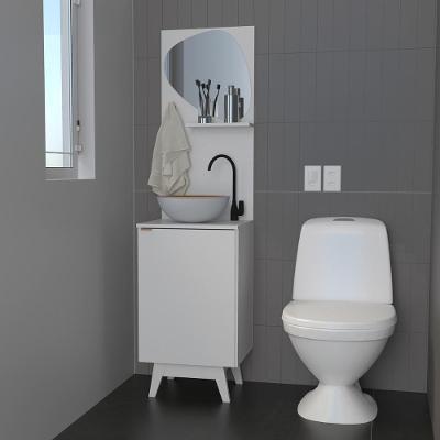 Gabinete De Banheiro Com Espelho 45cm 1 Porta Flex Retrô Multimóveis Cr10155 Branco