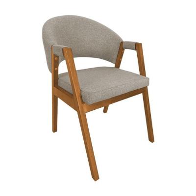 Cadeira De Jantar Madeira Maciça Helen Assento Linho Bege Bege Linho Cerejeira