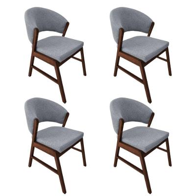 Kit 4 Cadeiras De Jantar Madeira Maciça Débora Linho Premium Mel Cinza Linho