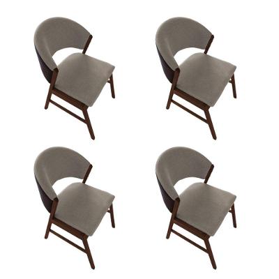 Kit 4 Cadeiras De Jantar Madeira Maciça Débora Em Facto Ocre Bege Linho Mel