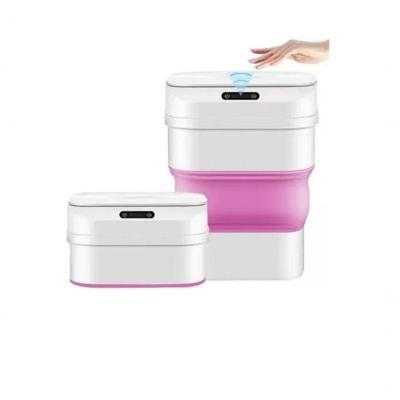 Lixeira Inteligente Automática Dobrável Com Sensor De Movimento Higiênica - Rosa