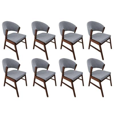 Kit 8 Cadeiras De Jantar Madeira Maciça Débora Linho Premium Mel Cinza Linho