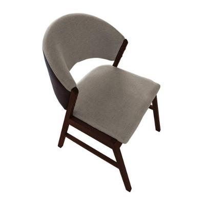 Cadeira De Jantar Madeira Maciça Débora Compose Facto Ocre Bege Linho Castanho