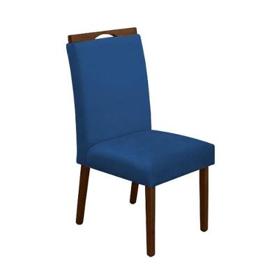 Cadeira Mesa De Jantar Madeira Maciça Veludo Premium Heloísa Azul Mel