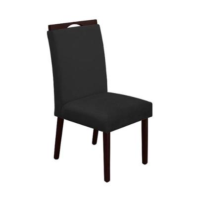 Cadeira Mesa De Jantar Madeira Maciça Veludo Premium Heloísa Preto Castanho