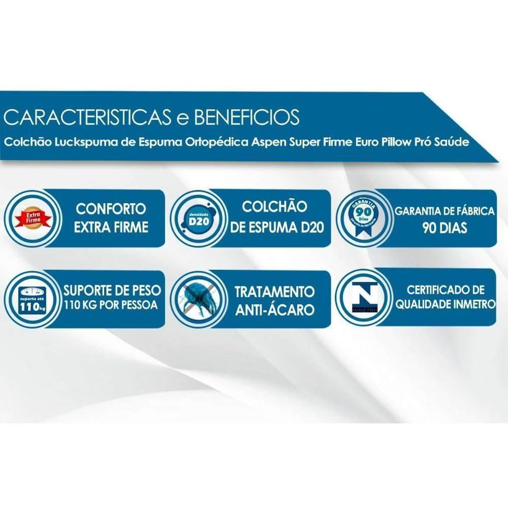 Colchão Queen Espuma Compact AG 65 / D33 /  Aspen Super Firme Pró Saúde Euro Pillow (158x198x24) - Luckspuma - 2