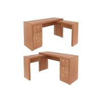 Mesa Canto p/Escritório ME4101 c/ 3 Gavetas Nogal - Tecno Mobili - 4