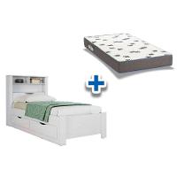 Colchão Solteiro Light D33 Ortobom + Cama Invicta C/ 2 Gavetas Branco - 1